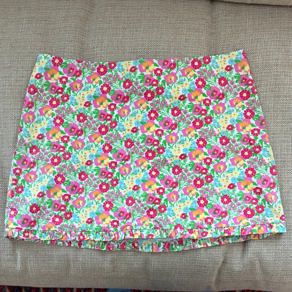 Lilly Pulitzer Pink and Yellow Floral Mini Skirt